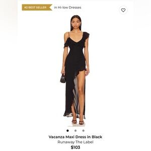 REVOLVE Black Asymmetrical Maxi Dress